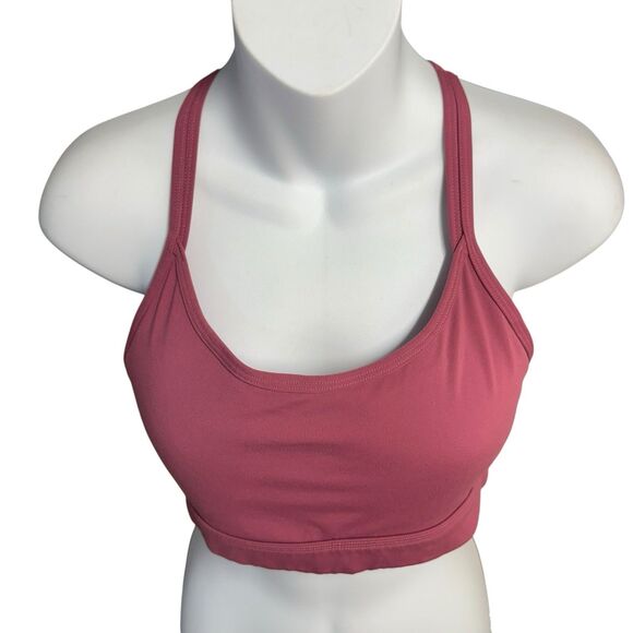Alphalete Tri Sports Bra Pink Womens Small Strappy Padded Stretcg - Picture 3 of 13
